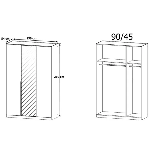 Armoire adulte contemporaine 136 cm Detroit I