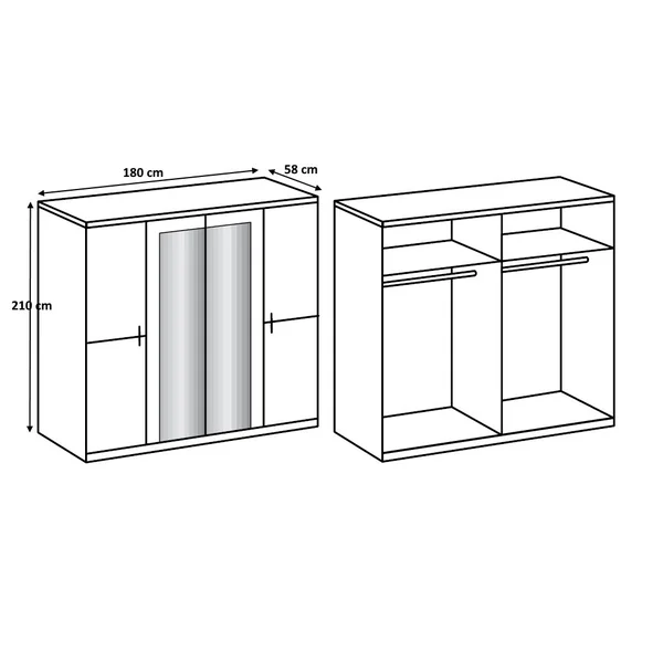 Armoire adulte contemporaine 180 cm Marlene | Matelpro