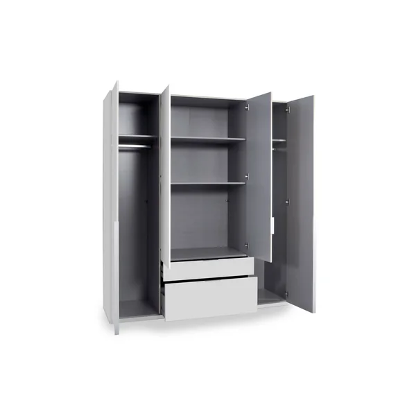 Armoire adulte contemporaine 4 portes/2 tiroirs blanc alpin Florida