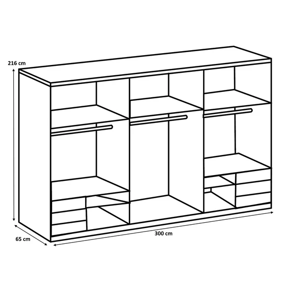 Armoire adulte contemporaine portes synchronisées 300 cm chêne/blanc Jasper I