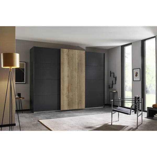 Armoire adulte moderne 271 cm gris foncé/chêne Fabiane