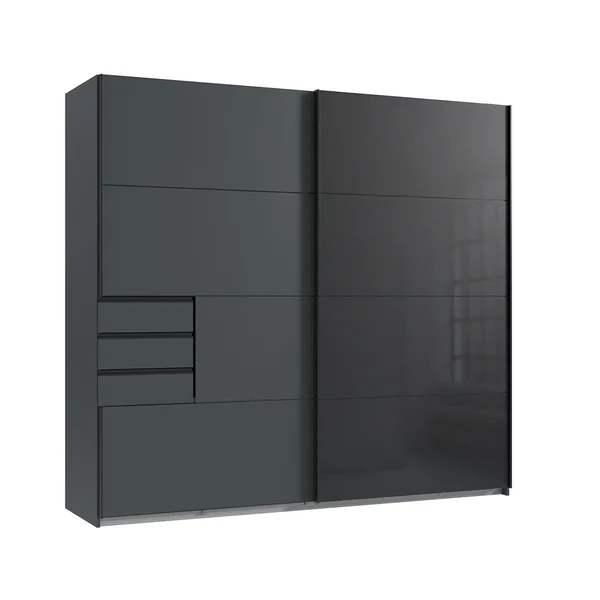 Armoire adulte moderne 2 portes coulissantes graphite Matilda