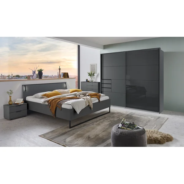 Armoire adulte moderne 2 portes coulissantes graphite Matilda