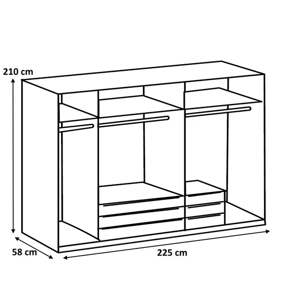 Armoire adulte moderne portes battantes 225 cm Ghislain