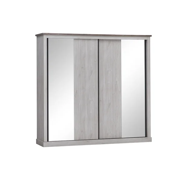 Armoire adulte portes coulissantes chêne blanc/marron Maxime
