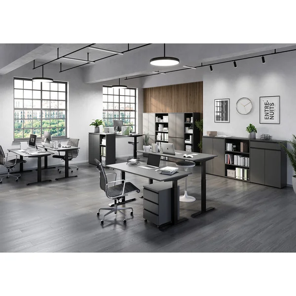 Armoire basse de bureau 81 cm coloris graphite Betina