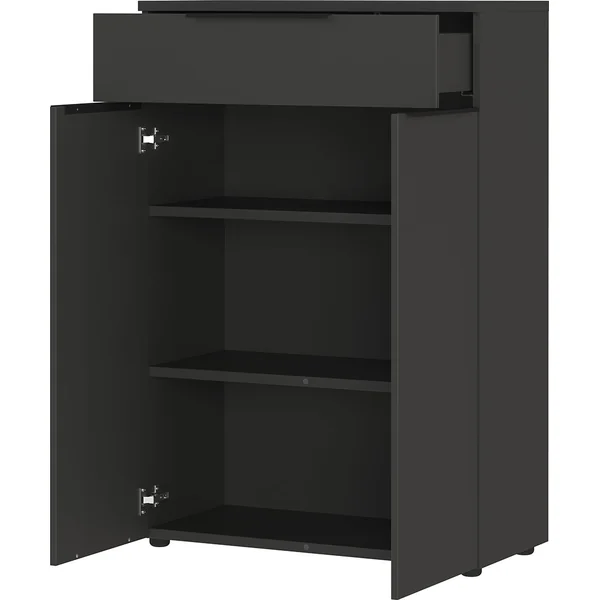 Armoire basse de bureau graphite 2 portes/1 tiroir Maily