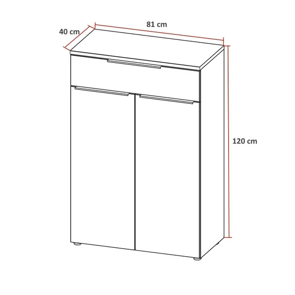 Armoire basse de bureau graphite 2 portes/1 tiroir Maily