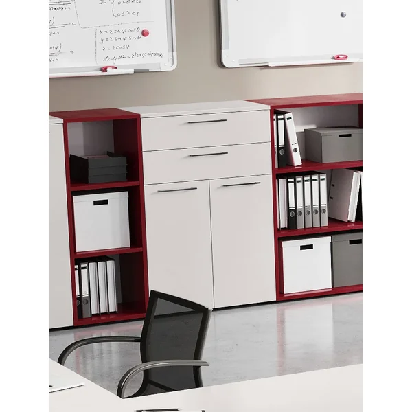 Armoire basse de bureau moderne grise Hacienda I