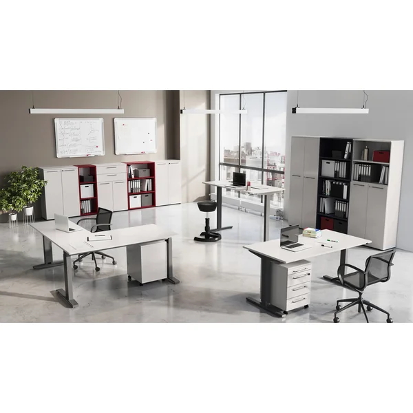 Armoire basse de bureau moderne grise Hacienda I