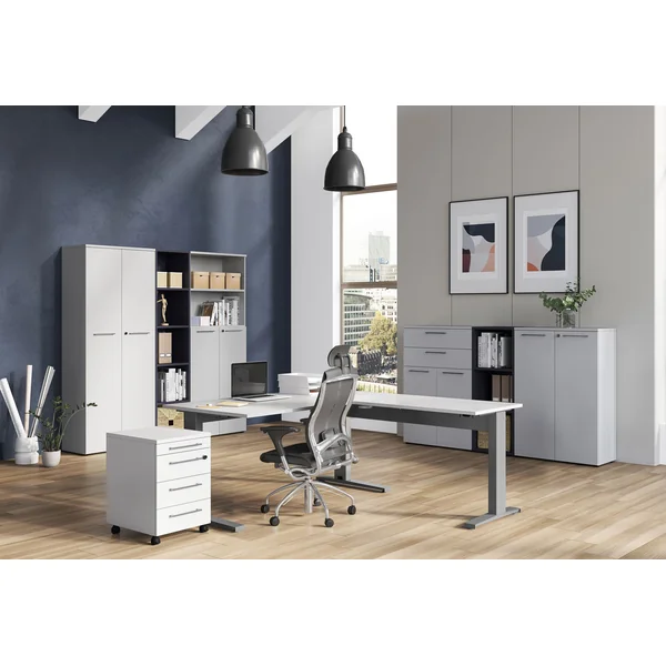 Armoire basse de bureau moderne grise Hacienda I