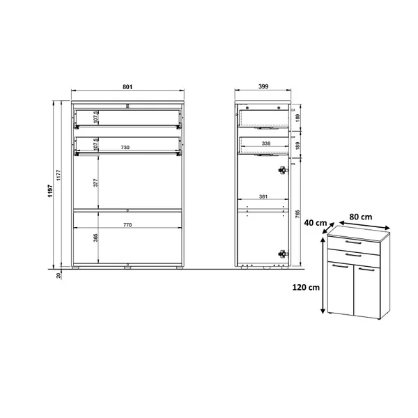 Armoire basse de bureau moderne grise Hacienda I