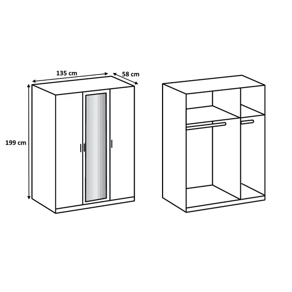 Armoire contemporaine 135 cm Begonia