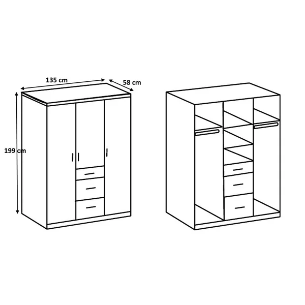 Armoire contemporaine 135 cm Telma | Matelpro