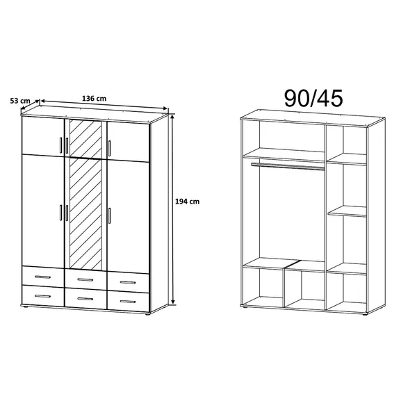 Armoire contemporaine 136 cm Jamie I