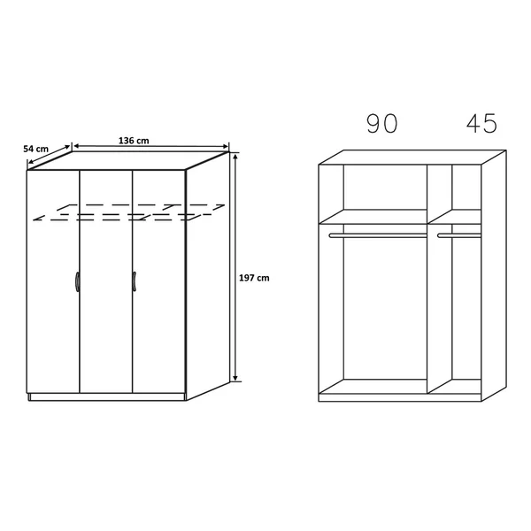 Armoire contemporaine 136 cm Noa II | Matelpro