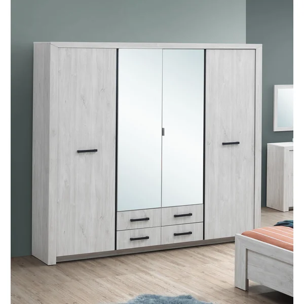 Armoire contemporaine 218 cm chêne blanc Curtis