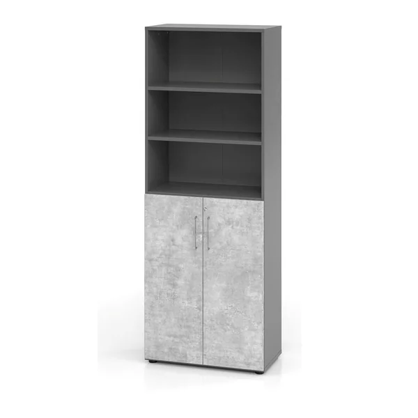 Armoire contemporaine 3 étagères + portes basses Ezra