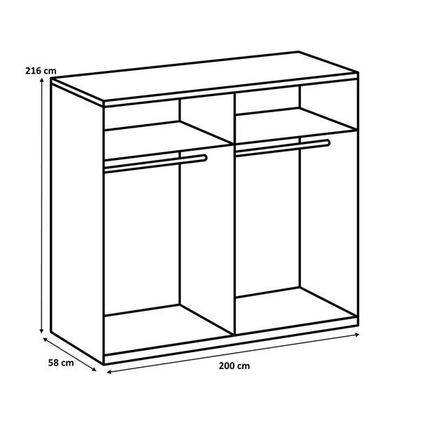 Armoire contemporaine portes battantes 200 cm blanc/verre gris Rotterdam