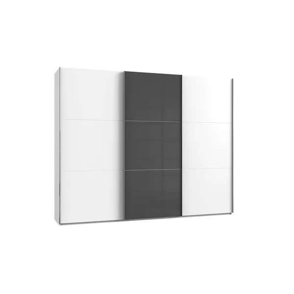 Armoire contemporaine portes coulissantes 300 cm blanc/verre gris Rotterdam