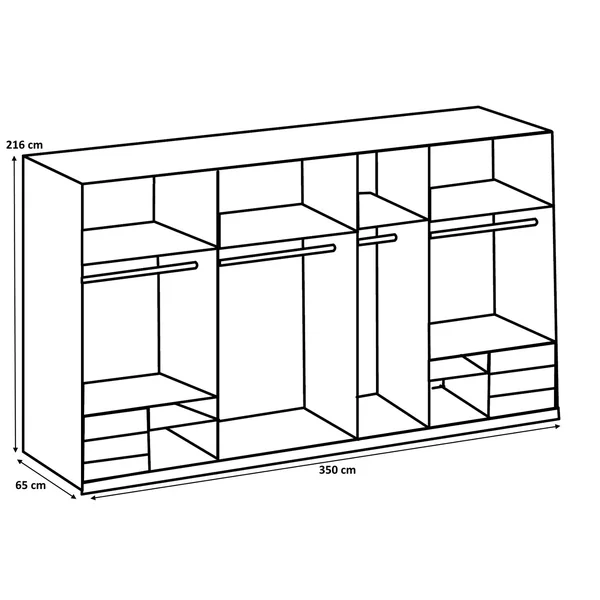 Armoire contemporaine portes synchronisées 350 cm blanc/verre gris Rotterdam I