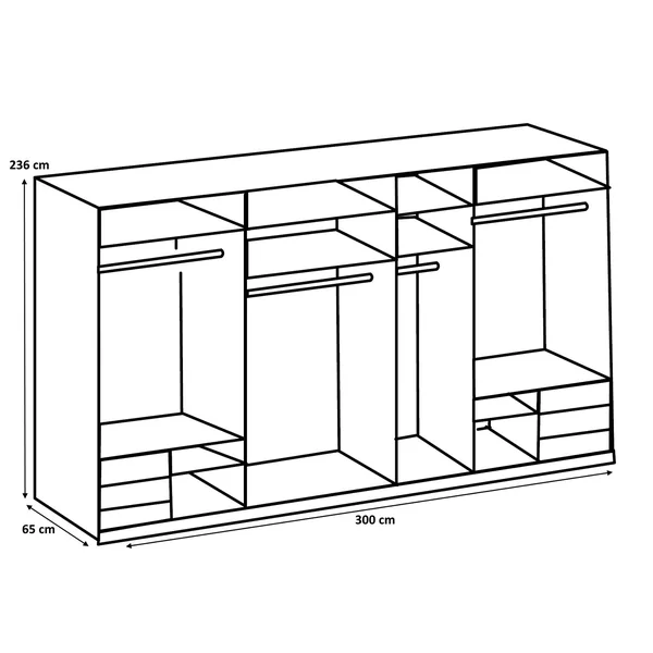 Armoire contemporaine portes synchronisées 350 cm blanc/verre gris Rotterdam I