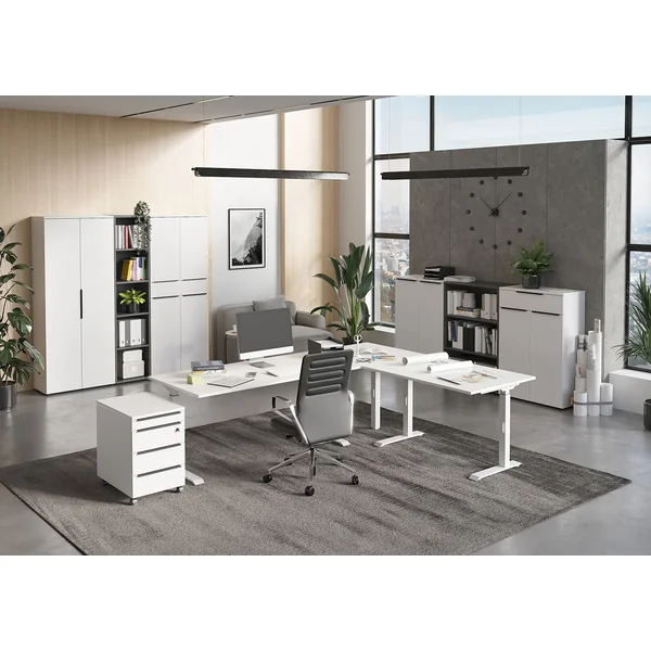 Armoire de bureau haute blanche 2 portes Maily