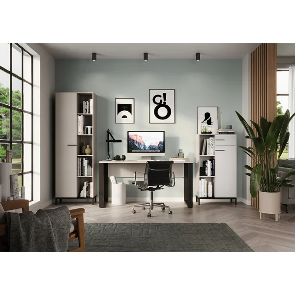 Armoire de bureau moderne H 120 cm gris cachemire Vigor
