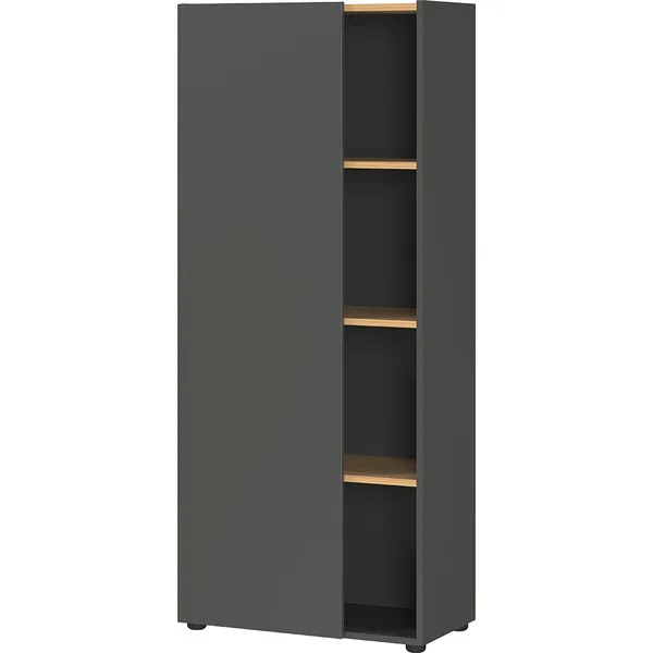 Armoire de bureau moderne H 145 cm graphite/chêne Azaro