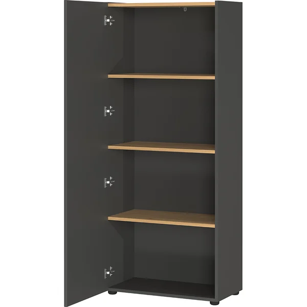 Armoire de bureau moderne H 145 cm graphite/chêne Azaro