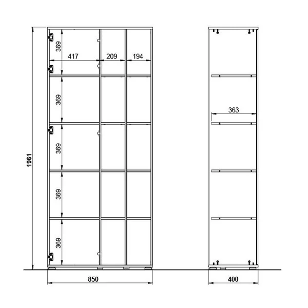 Armoire de bureau moderne hauteur 197 cm Pietro