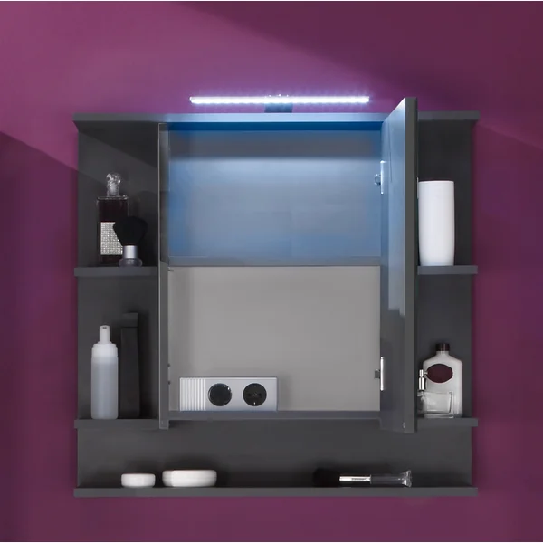 Armoire de toilette design avec éclairage coloris gris Trevis | Matelpro