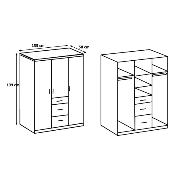 Armoire enfant contemporaine 135 cm Johane