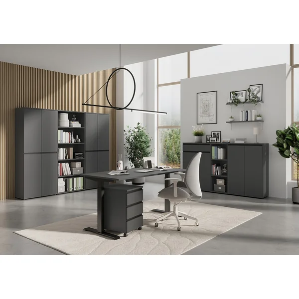Armoire haute de bureau coloris graphite Betina