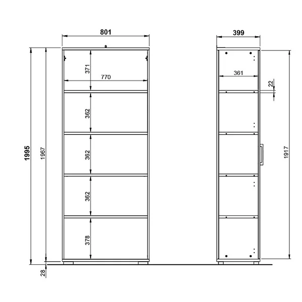 Armoire haute de bureau gris clair Organza