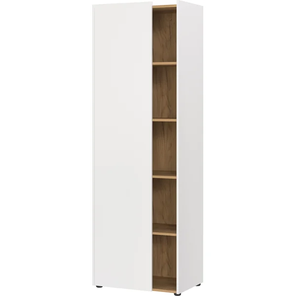 Armoire haute de bureau moderne blanc/chêne Hamalia