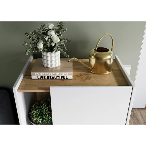 Armoire haute de bureau moderne blanc/chêne Hamalia