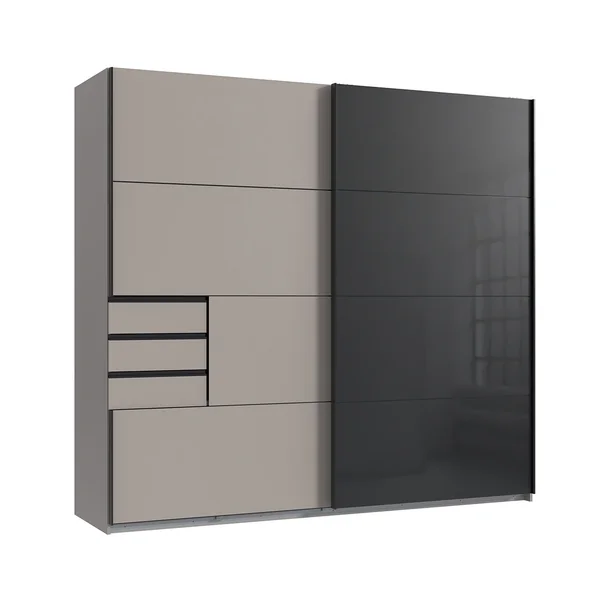 Armoire moderne 2 portes coulissantes gris sahara/graphite Matilda