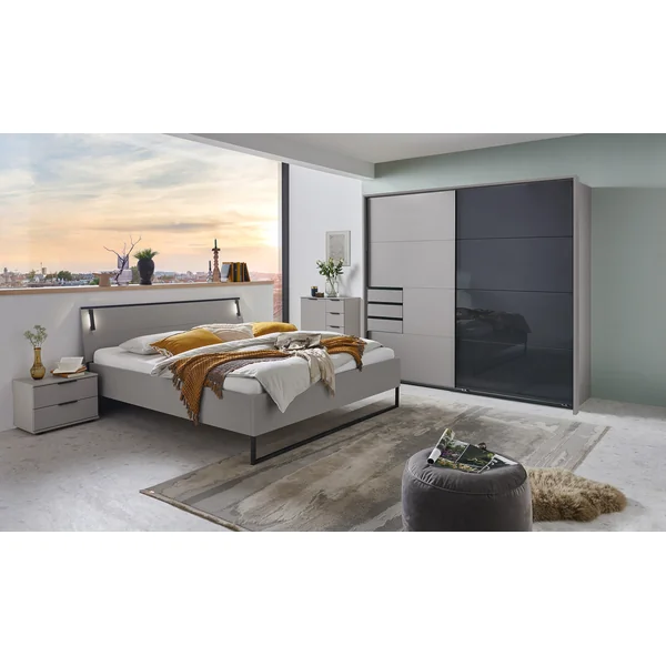 Armoire moderne 2 portes coulissantes gris sahara/graphite Matilda