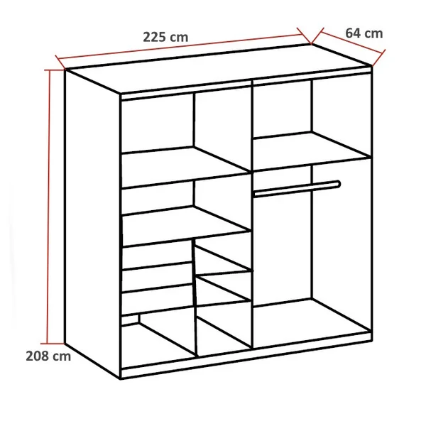 Armoire moderne 2 portes coulissantes gris sahara/graphite Matilda