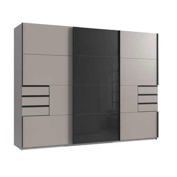 Armoire moderne 3 portes coulissantes gris sahara/graphite Matilda