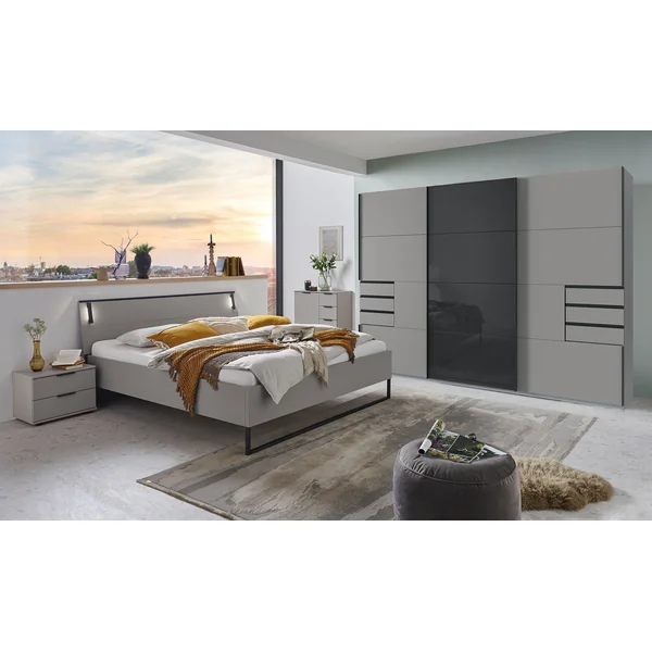 Armoire moderne 3 portes coulissantes gris sahara/graphite Matilda