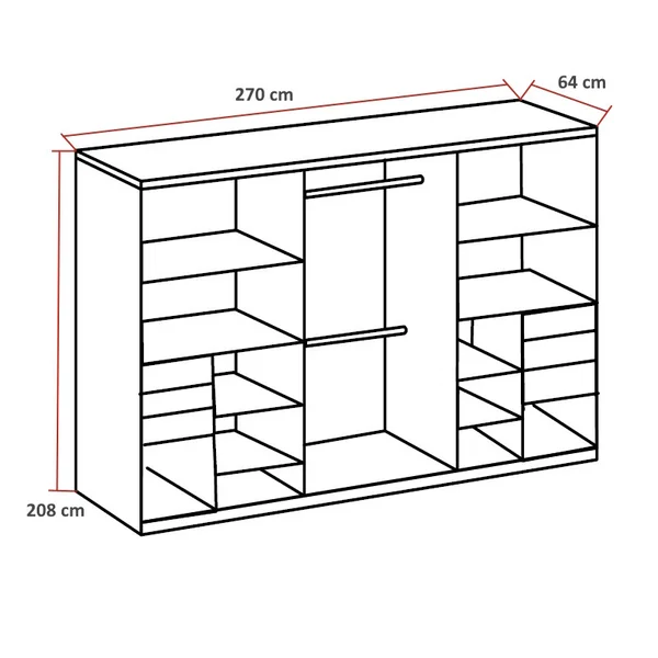 Armoire moderne 3 portes coulissantes gris sahara/graphite Matilda