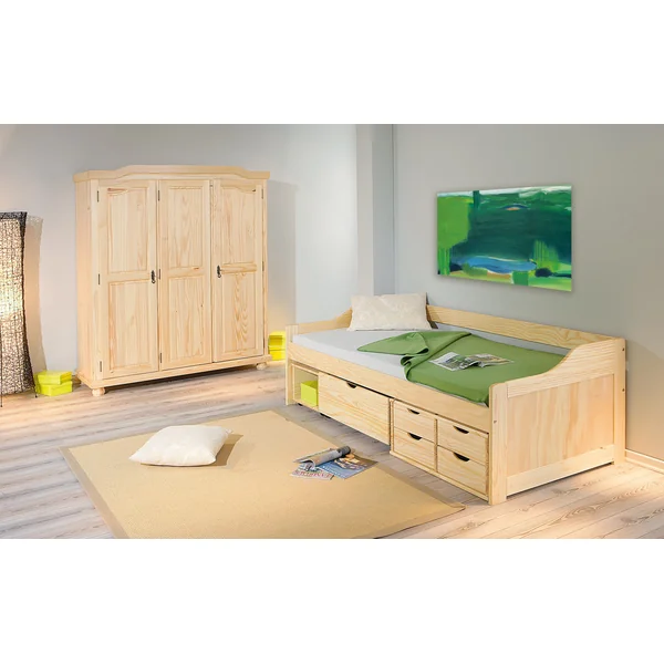Armoire style campagne 150 cm en pin massif Hada | Matelpro