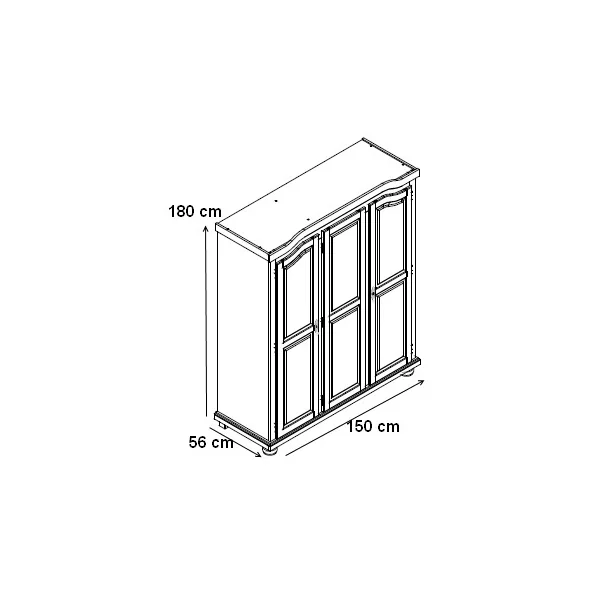Armoire style campagne 150 cm en pin massif Hada | Matelpro