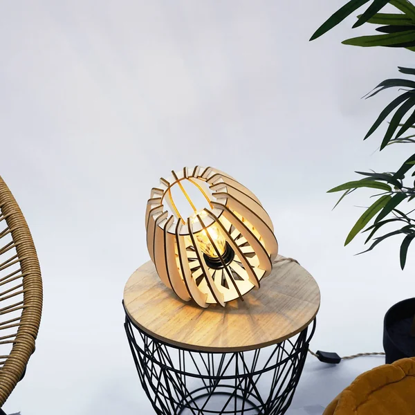 ATELIER LOUPIOTE Lampe à poser Atome - Bois brut