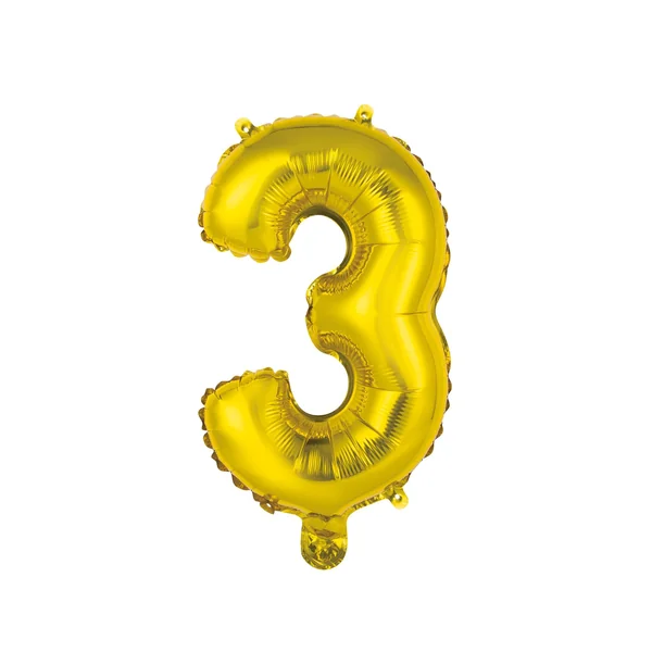 BALLON CHIFFRE 3 METALLISE ALUMINIUM AVEC PAILLE H.40CM OR