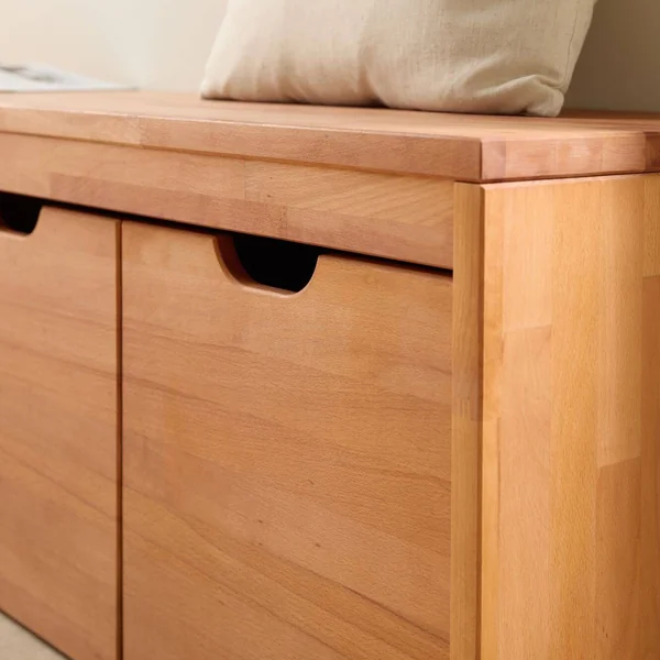 Banc à chaussures bois massif avec 2 cubes de rangement Cyriel - Hêtre Massif