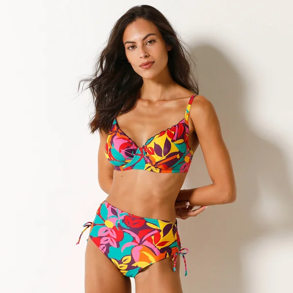 Bas de maillot de bain taille haute imprimé Cayetana, multicolore