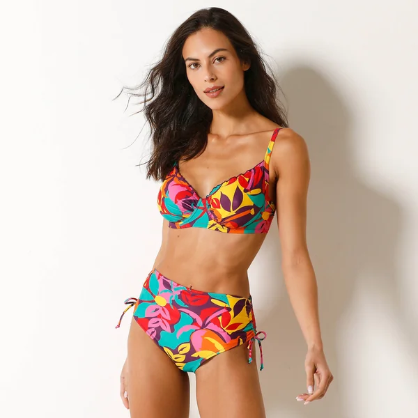 Bas de maillot de bain taille haute imprimé Cayetana, multicolore